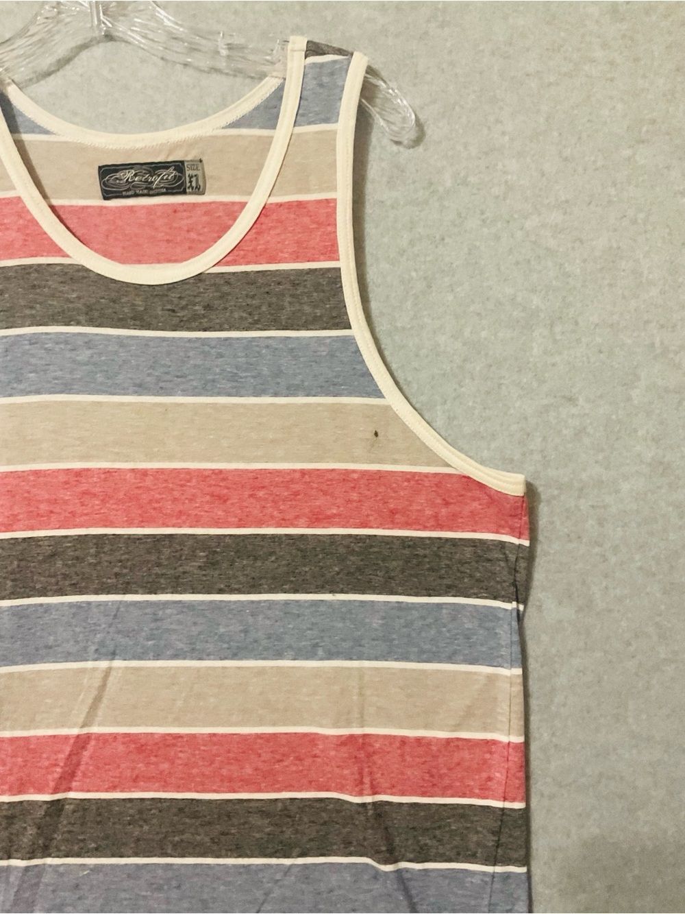 Retrofit Mens  Striped Tank Top Y2K Surf Skater Sleeveless Sz XL - Picture 4 of 6